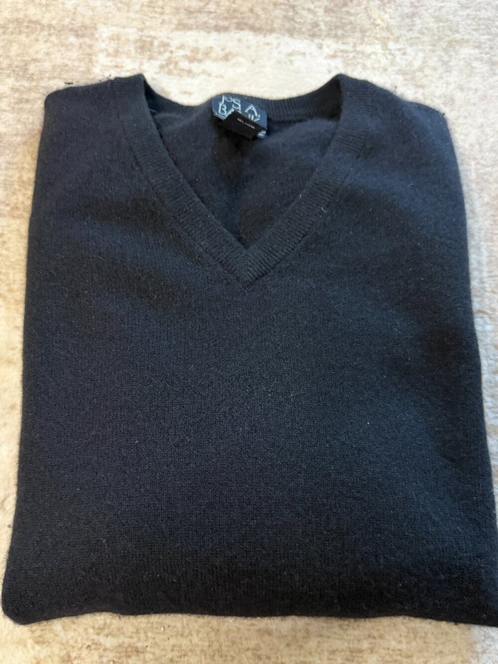 Jos. A. Bank Executive Coll. 100% Cashmere V-Neck Sweater L Black Luxury Knit